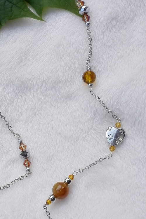 C0060 - Cristal de Swarovsky, Agathe, perle coeur argentée