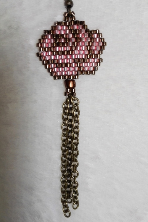 m0017 - Boucles d'oreilles en forme de rose et chaîne bronze