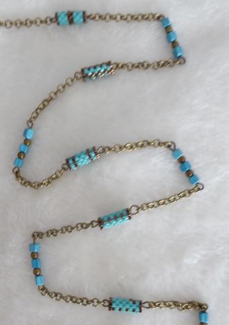 M0057 - Sautoir bronze et turquoise