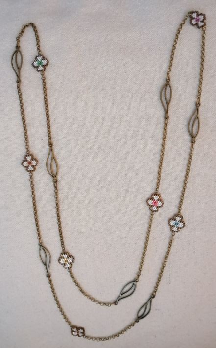 M0095 - Sautoir fleurs tissées