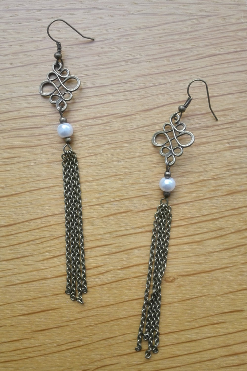 Z0014 - Boucles d'oreilles bronze et nacre